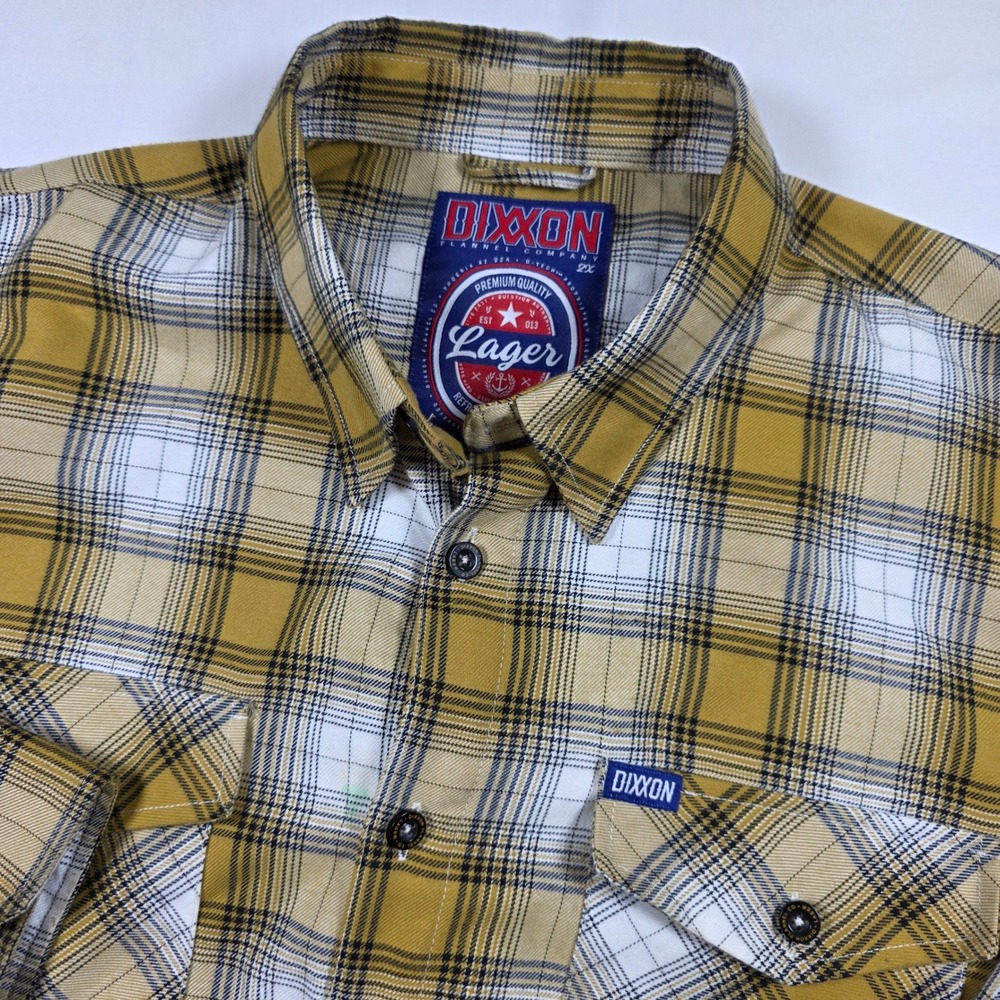 Dixxon Flannel Co Lager Plaid Button Up Shirt Mens 2X Mustard Yellow D-Tech